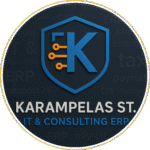 Λογότυπο ERPConsulting – ΚΑΡΑΜΠΕΛΑΣ , μηχανογράφηση και sites.